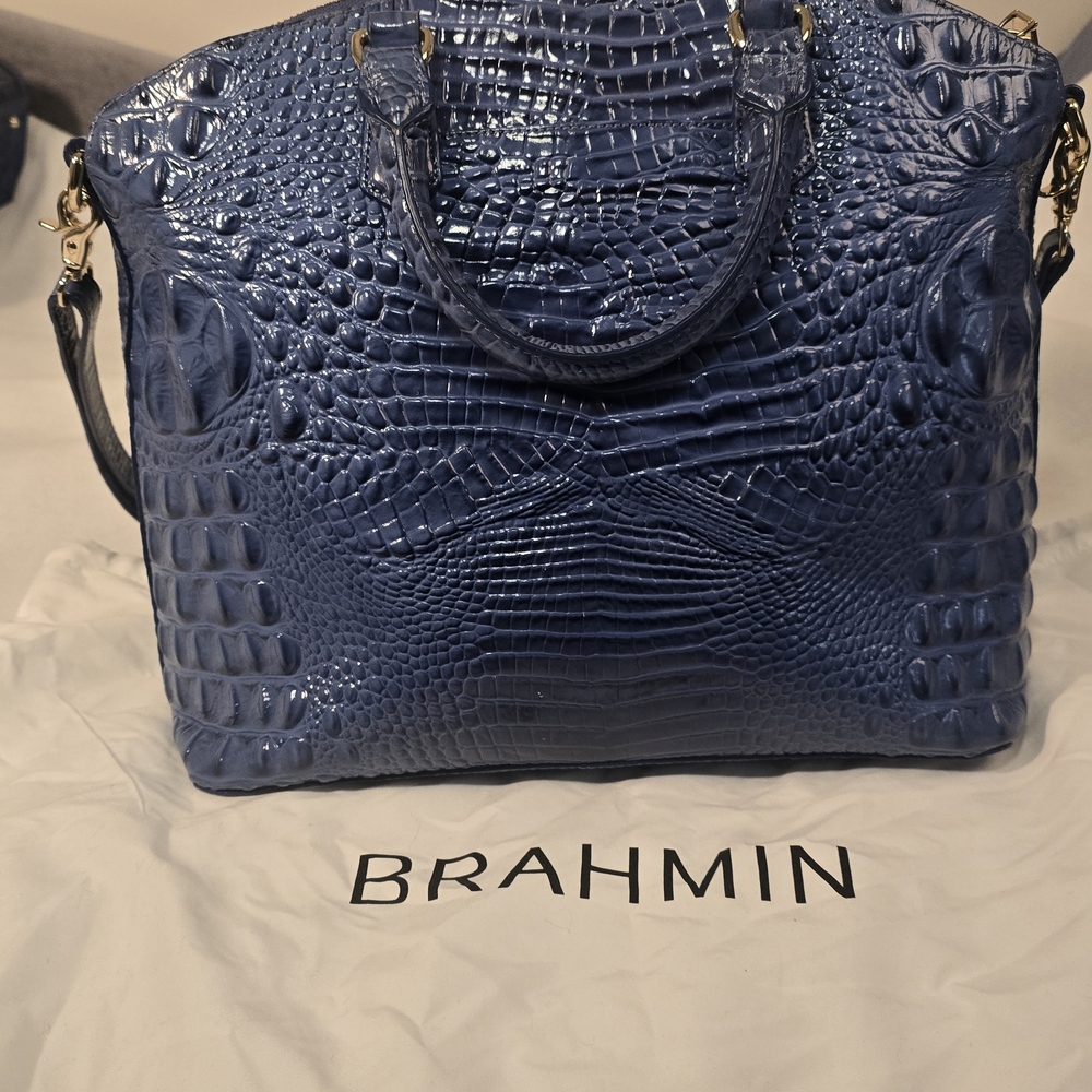 Brahmin Blue Crocodile Embossed Women's Bag